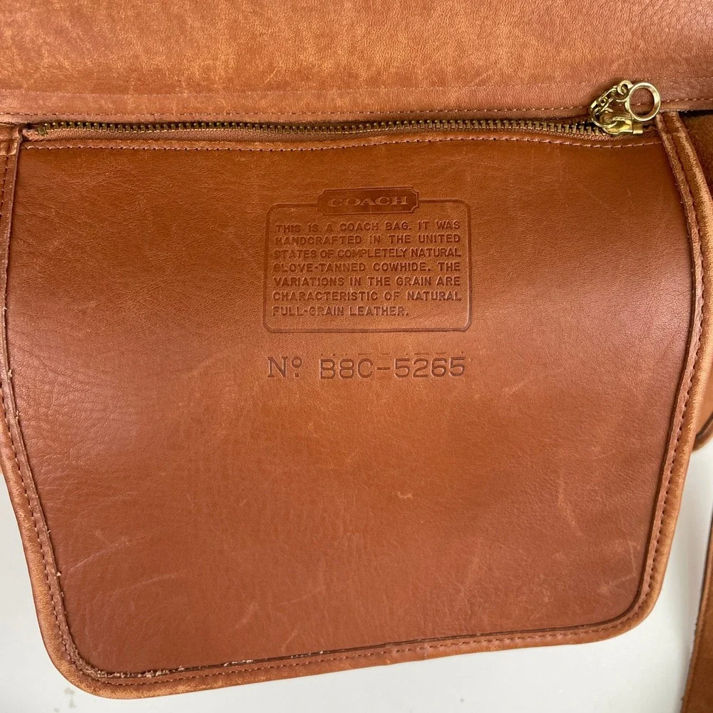 Vintage 90s Coach Lexington Briefcase British Tan Leather USA Messenger Bag 5265